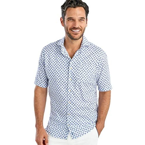 Johnnie-O Wendell Floral Short Sleeve Button-Up Shirt In White , Size Large,